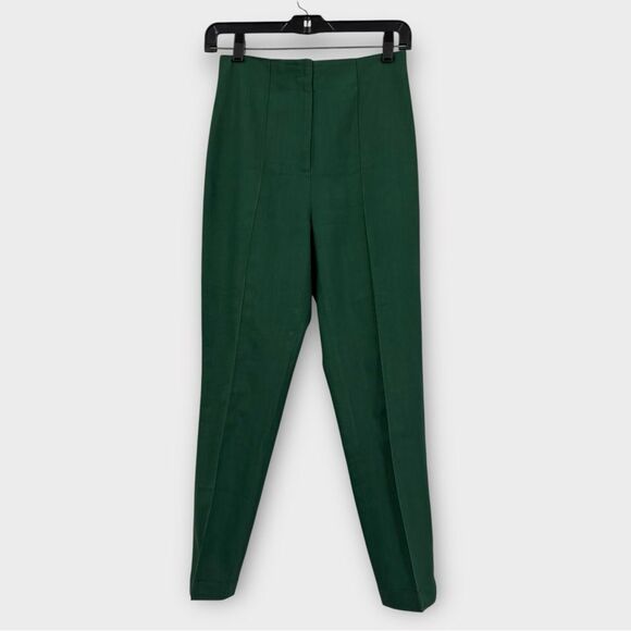 Diane Von Furstenberg Pleat Front Wool Blend Pant in Pine Green Size 0 - Picture 3 of 6
